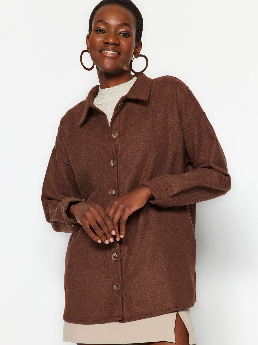 

Trendyol Spread Collar Casual Shirt, Brown