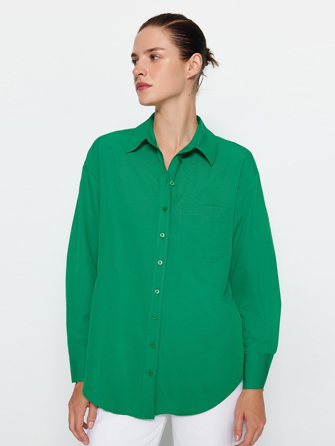 

Trendyol Spread Collar Casual Shirt, Green