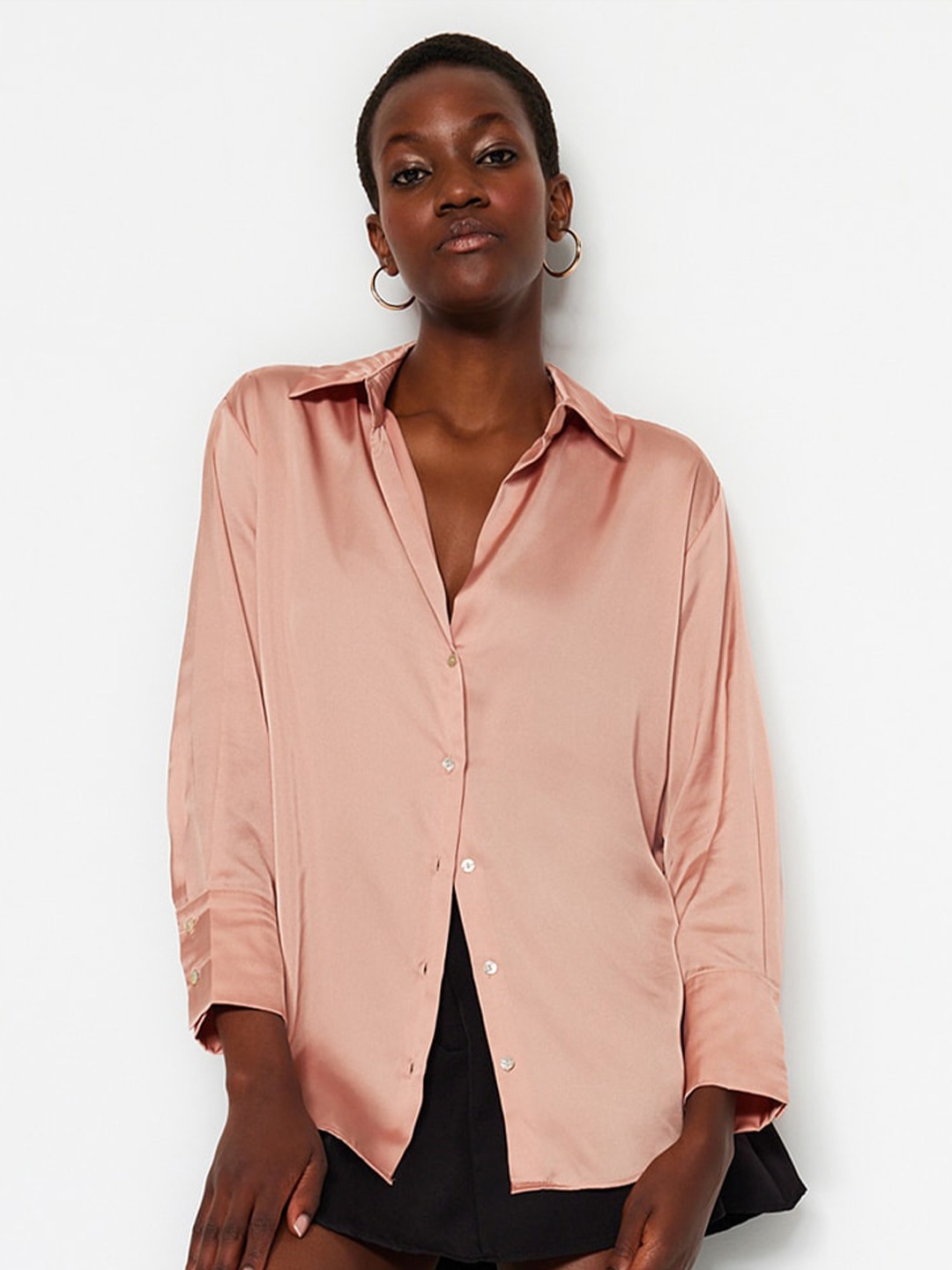 

Trendyol Spread Collar Casual Shirt, Pink