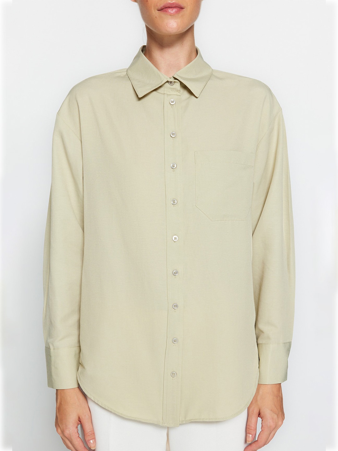 

Trendyol Regular Fit Spread Collar Long Sleeves Casual Shirt, Grey