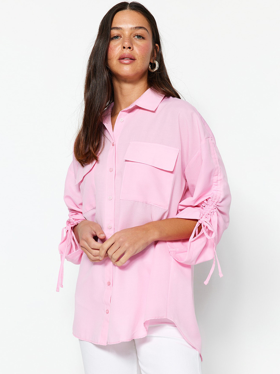 

Trendyol Spread Collar Casual Shirt, Pink