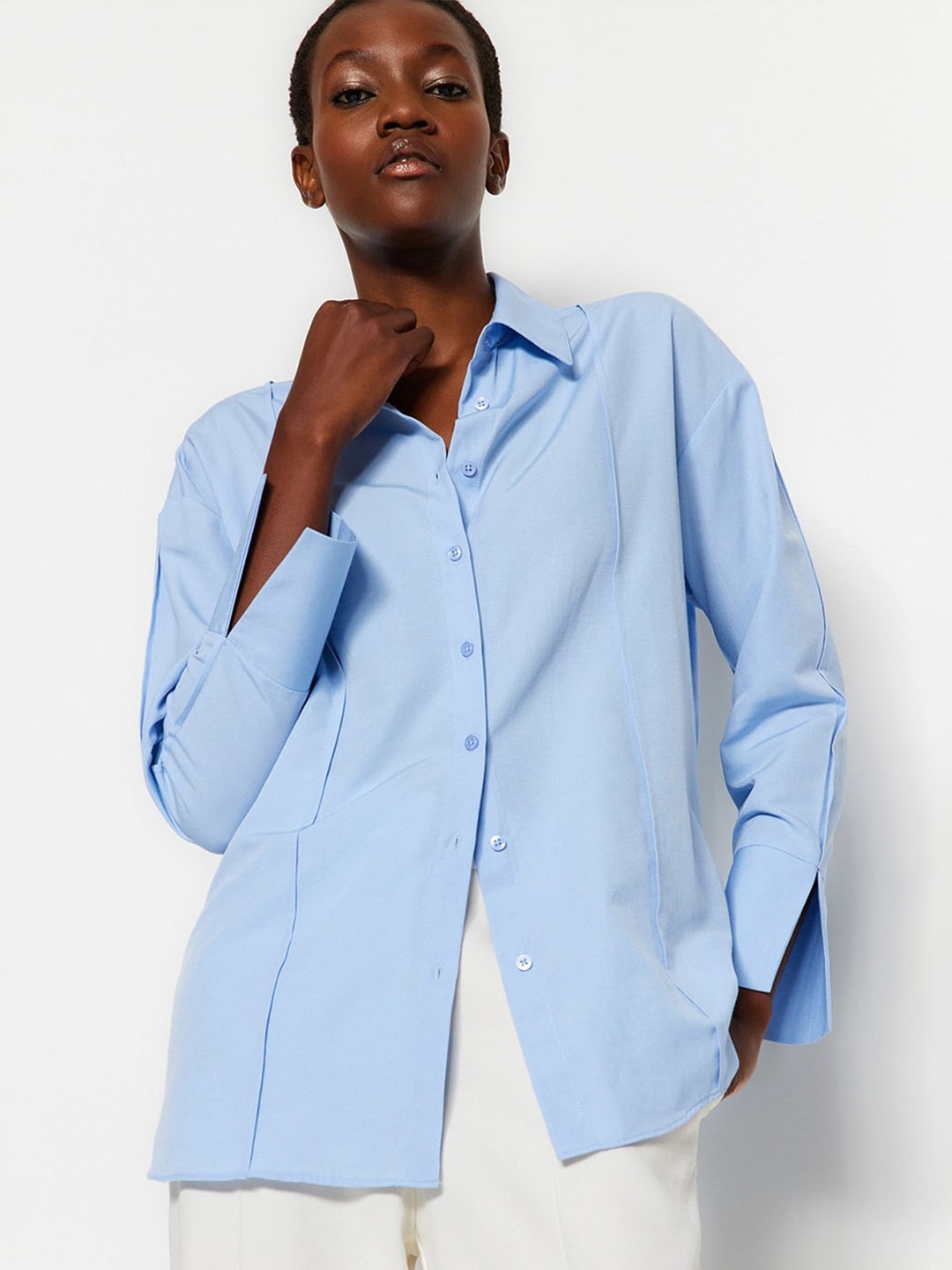 

Trendyol Spread Collar Opaque Casual Shirt, Blue