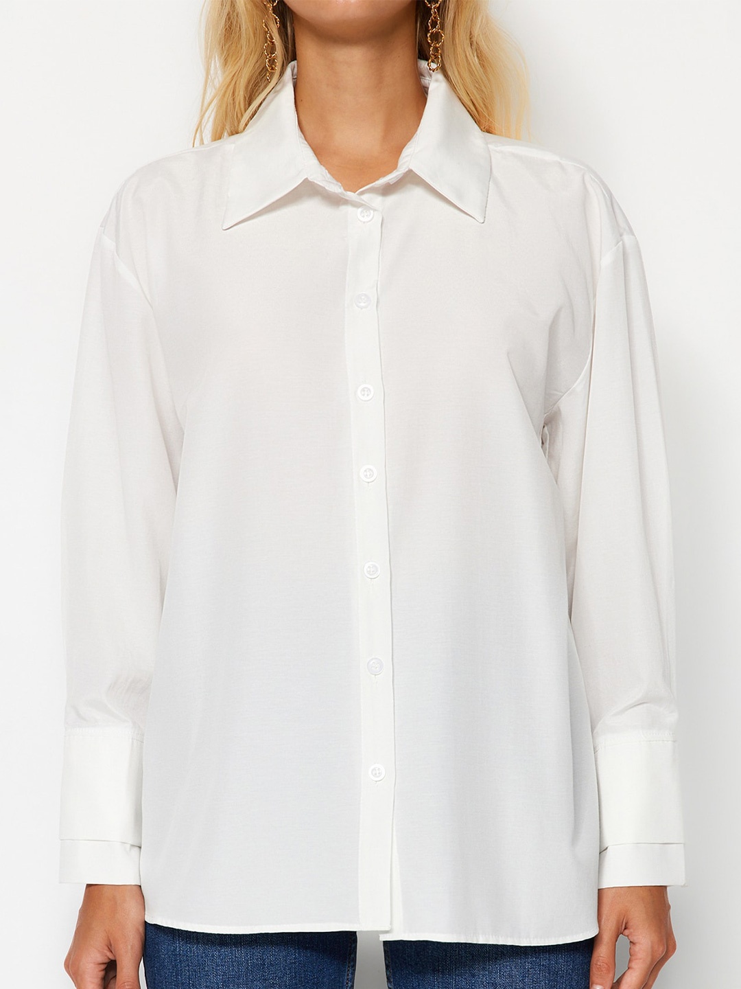

Trendyol Spread Collar Cotton Casual Shirt, White