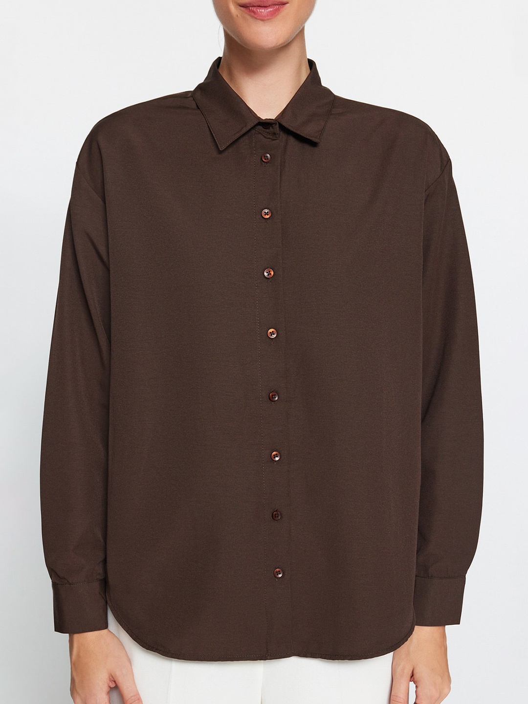 

Trendyol Shirt Collar Casual Shirt, Brown