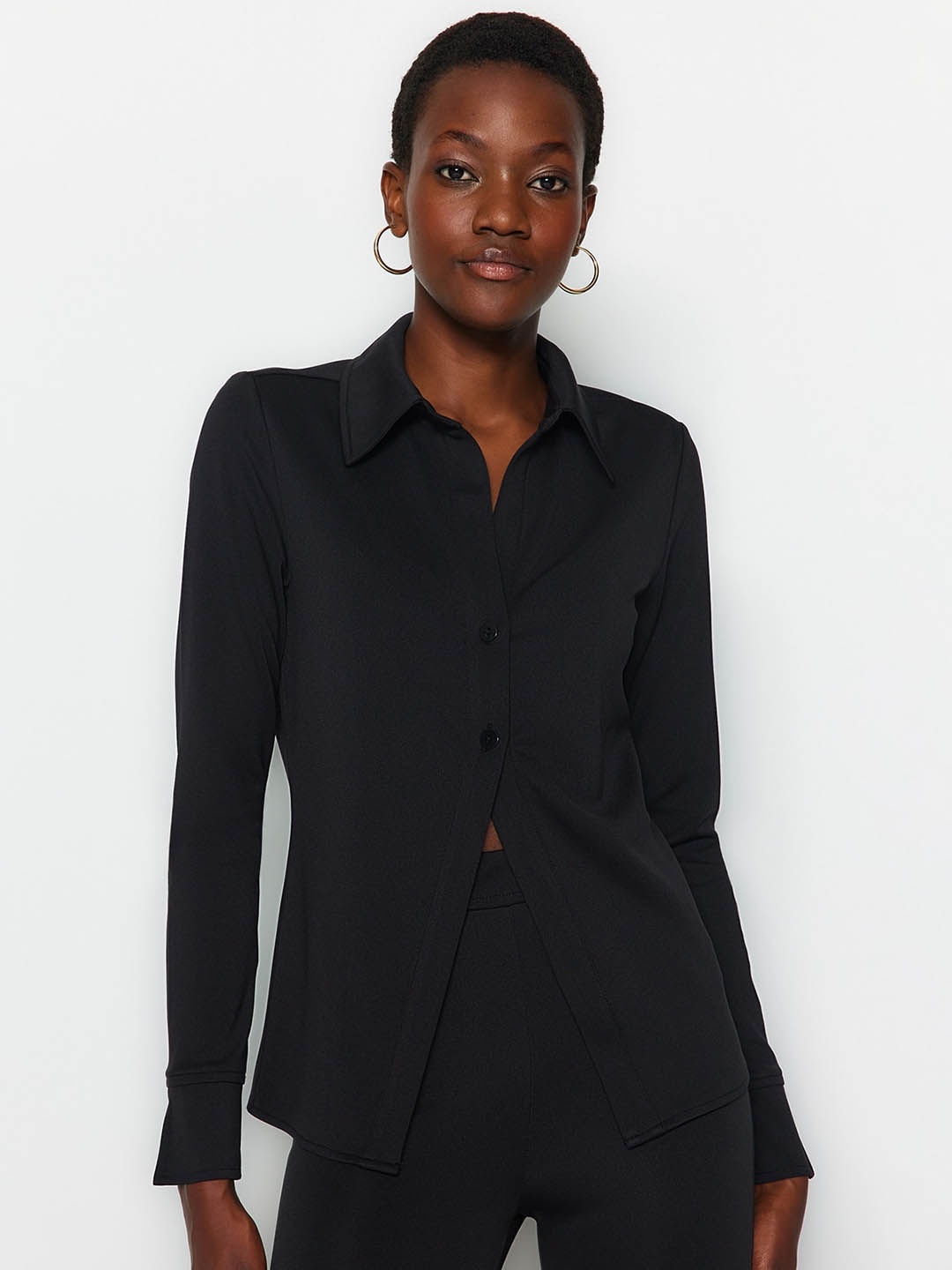

Trendyol Spread Collar Casual Shirt, Black