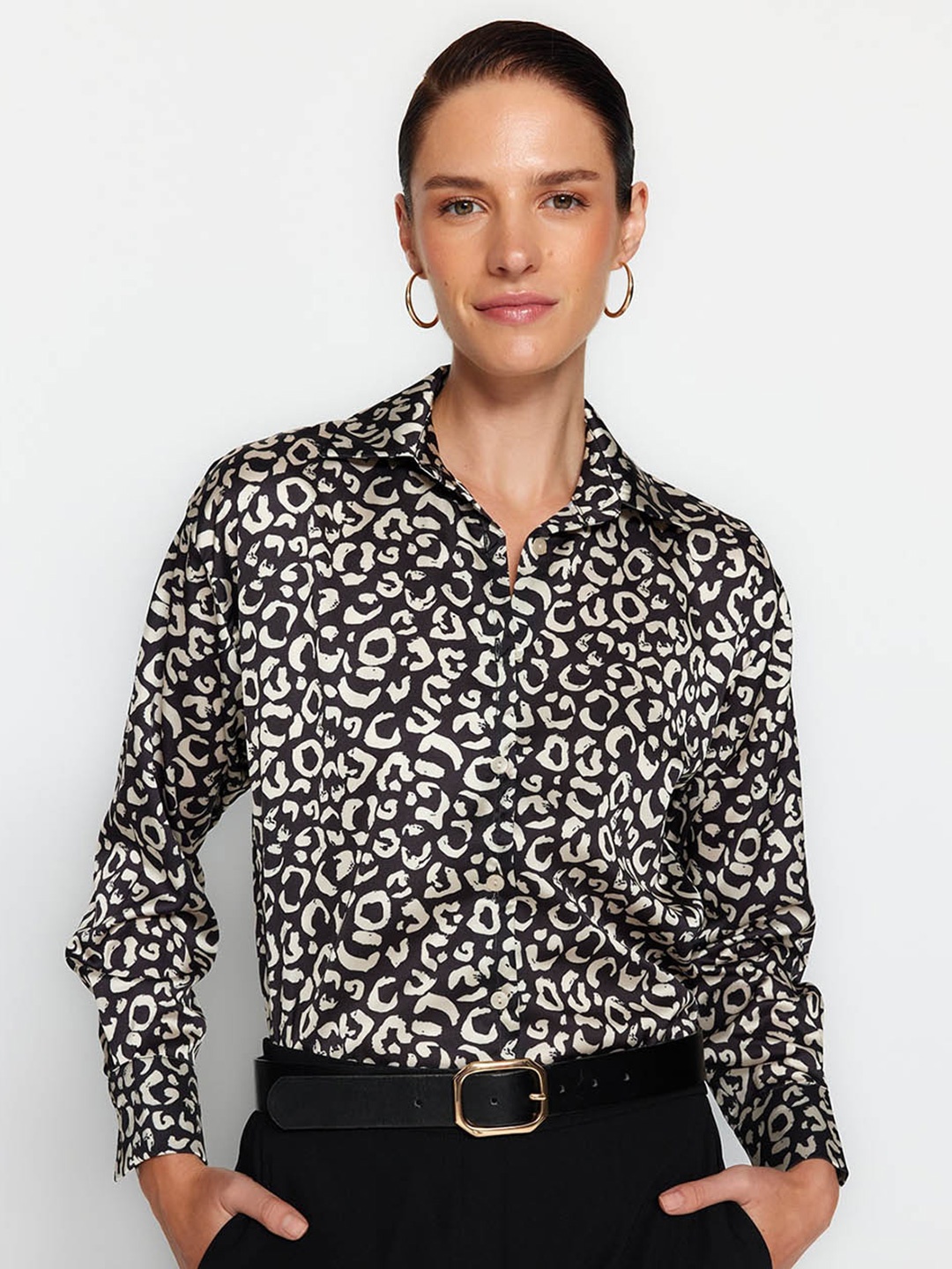 

Trendyol Animal Printed Casual Shirt, Black