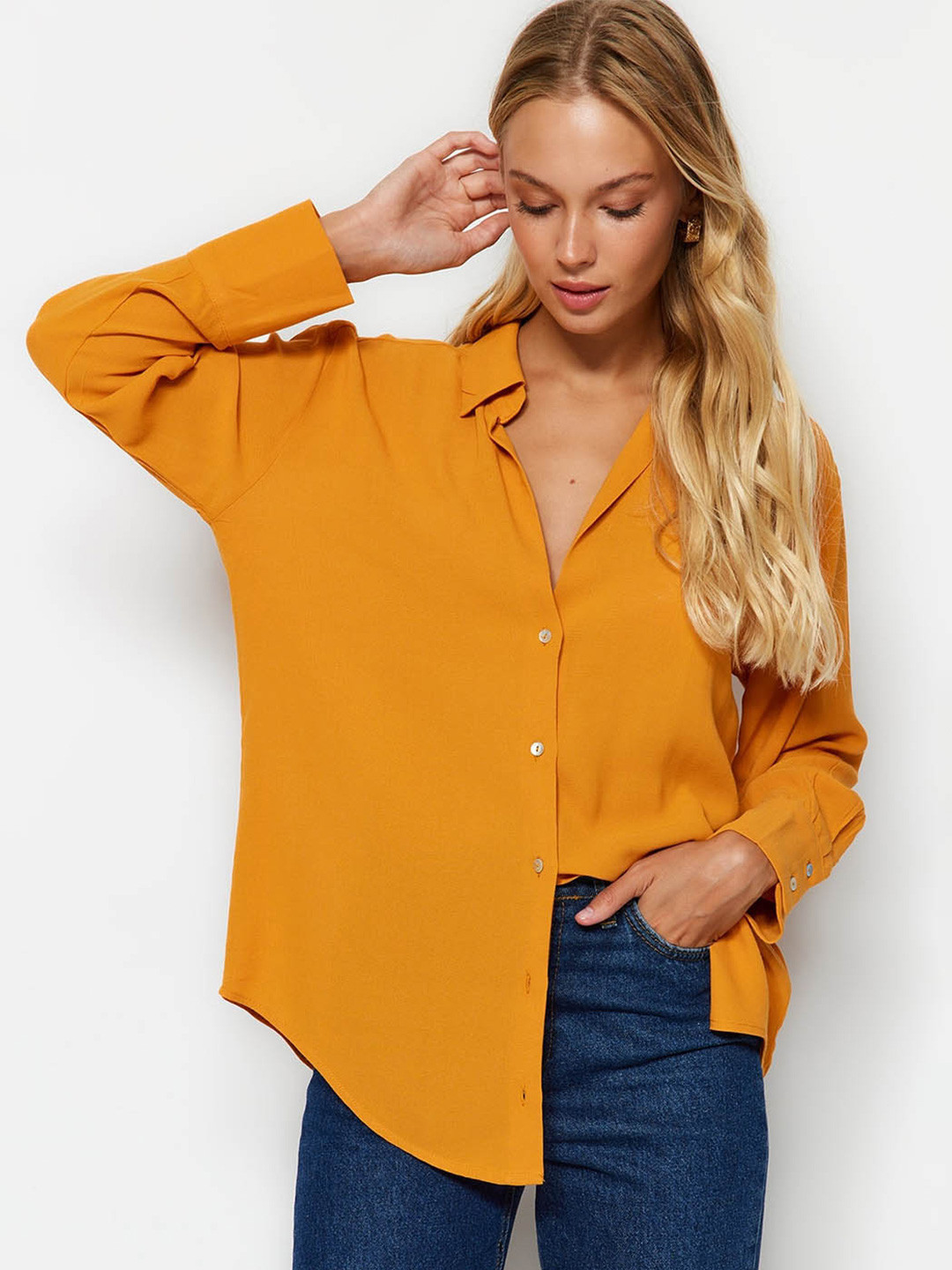

Trendyol Spread Collar Casual Shirt, Mustard