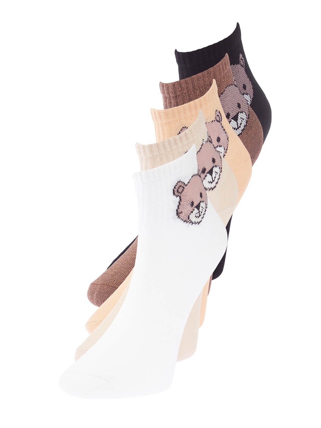 

Trendyol Women Pack Of 5 Patterned Above Knee Length Socks, Brown