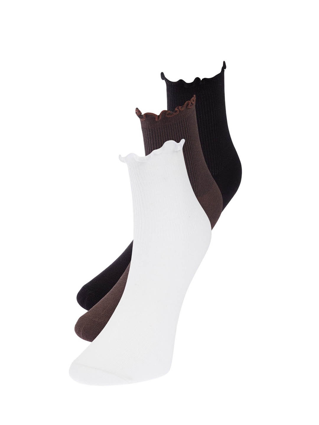 

Trendyol Women Pack Of 3 Cotton Ankle-Length Socks, Black