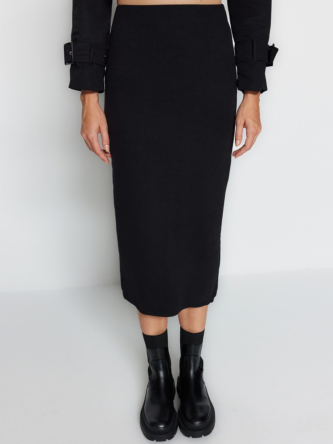 

Trendyol A-Line Straight Midi Skirt, Black