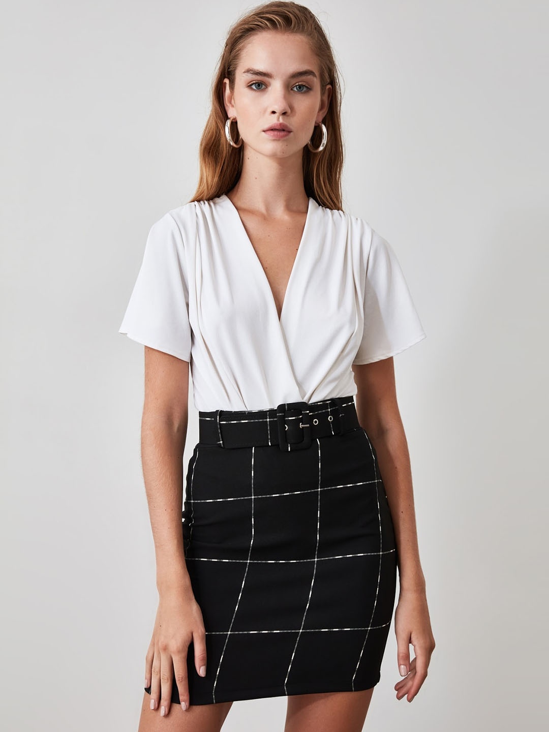 

Trendyol Checked Pencil Mini Skirt, Black
