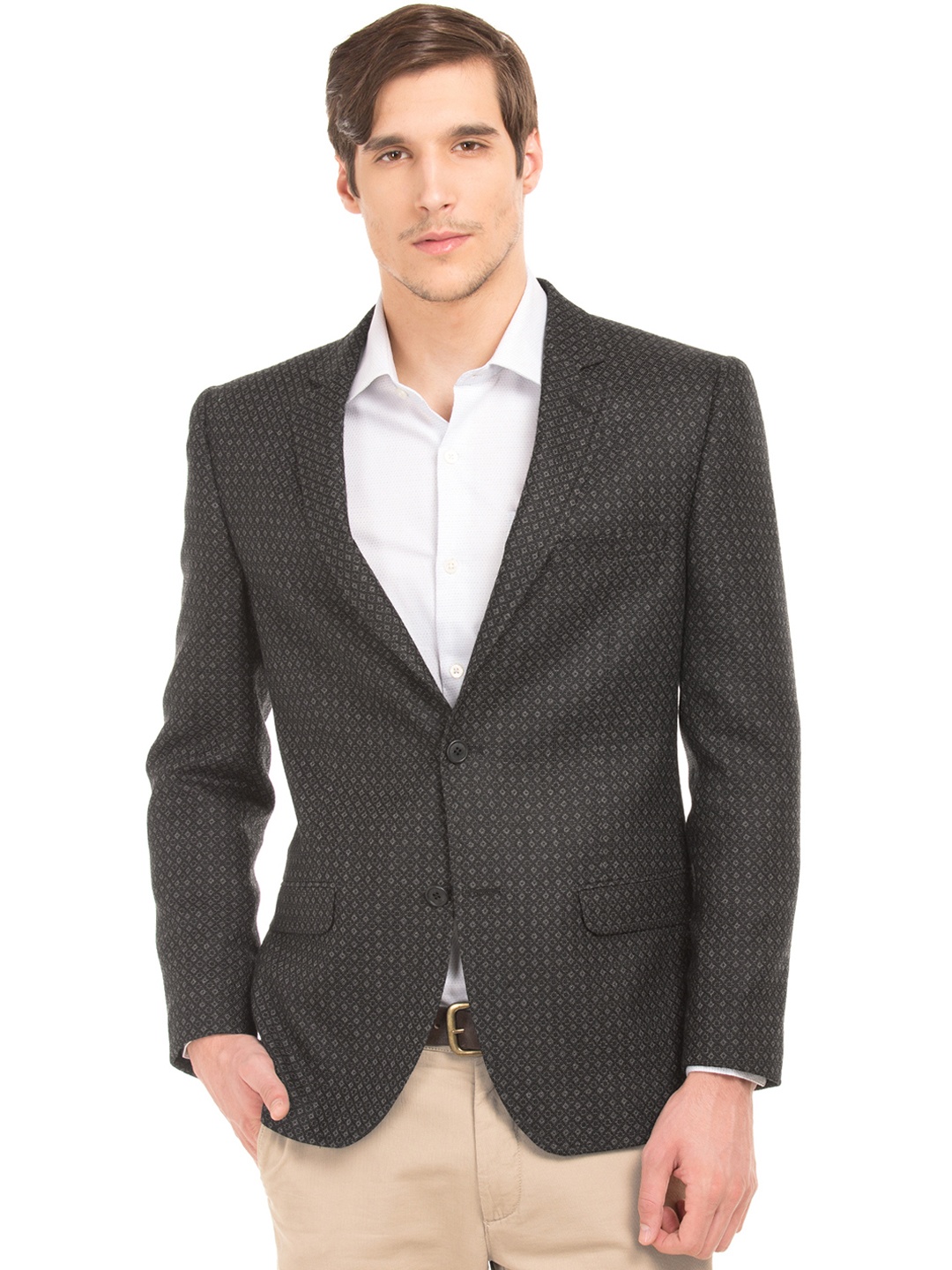 

Arrow Men Grey Solid Single-Breasted Blazer