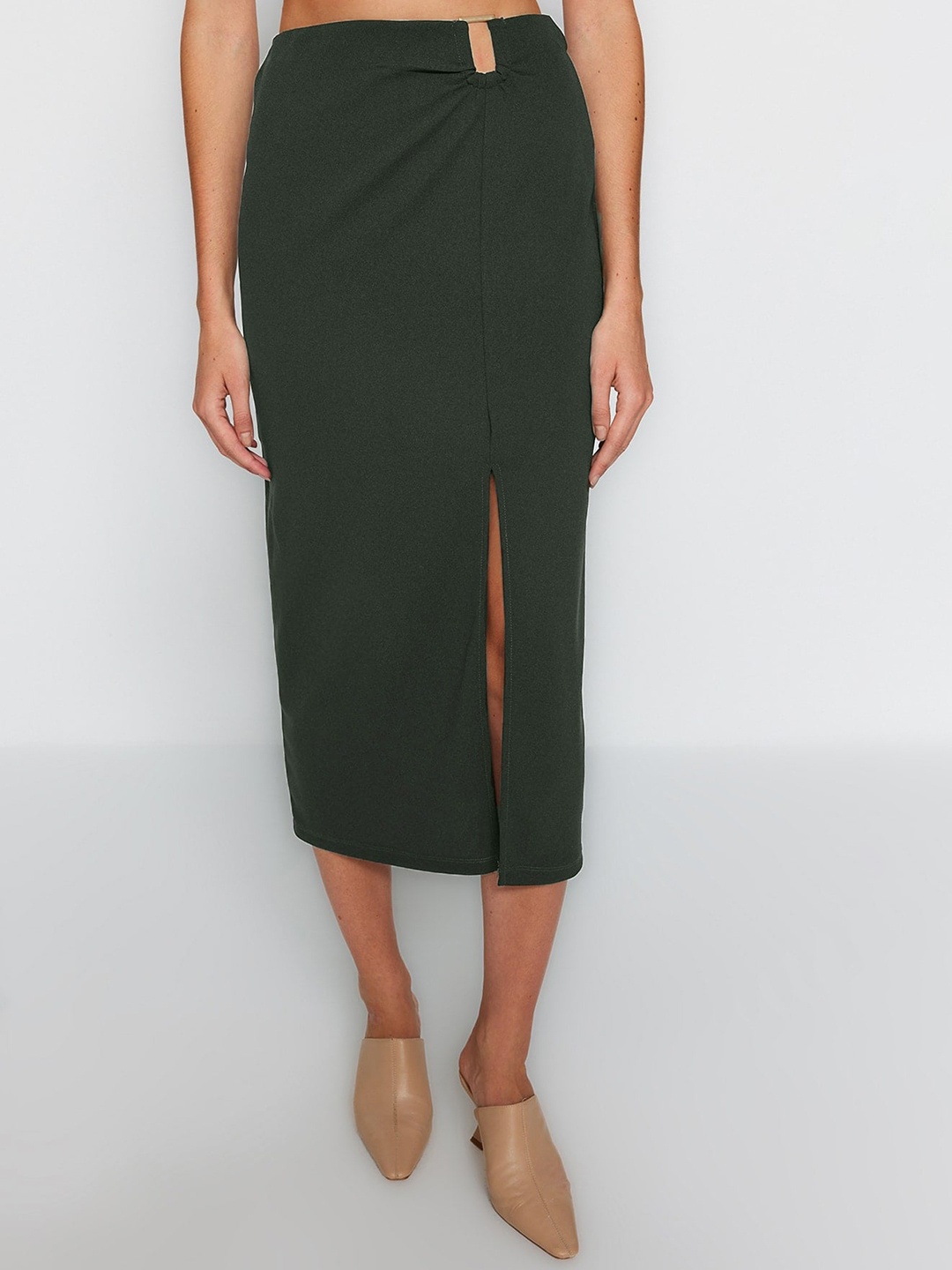 

Trendyol High Slit Pencil Midi Skirt, Green