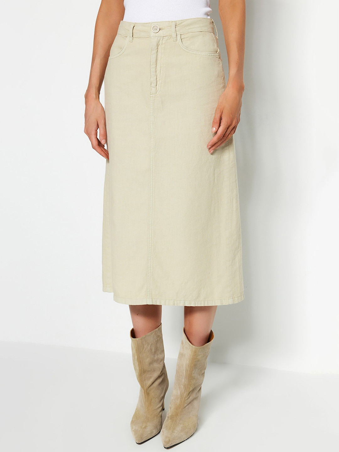 

Trendyol Straight Midi Skirt, Beige