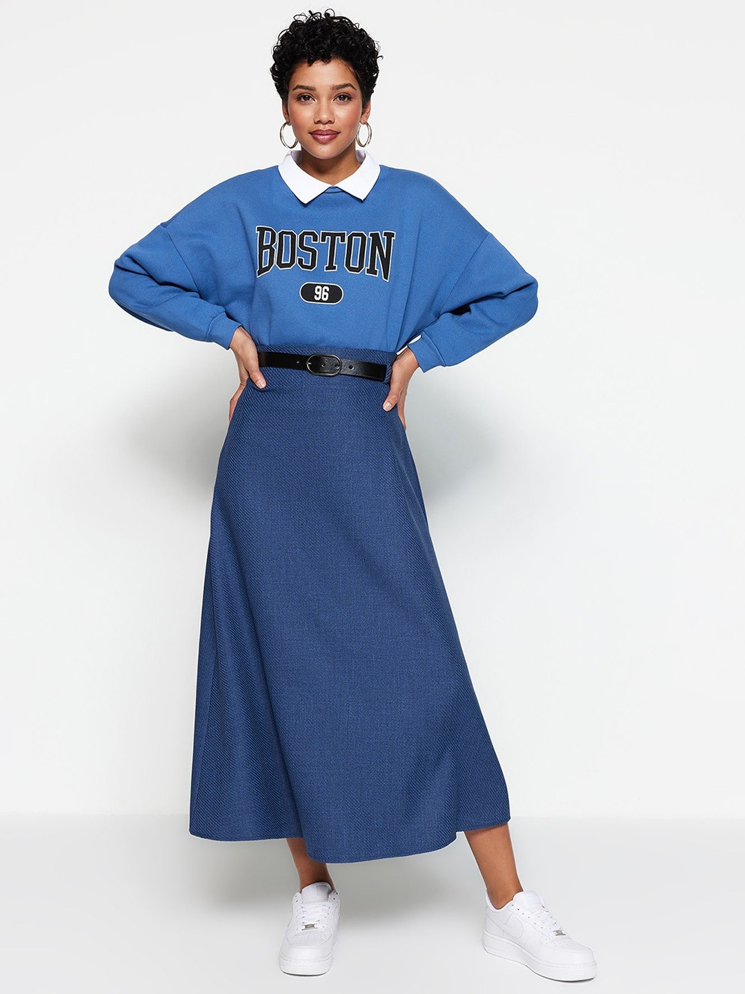 

Trendyol A-Line Straight Midi Skirt, Blue