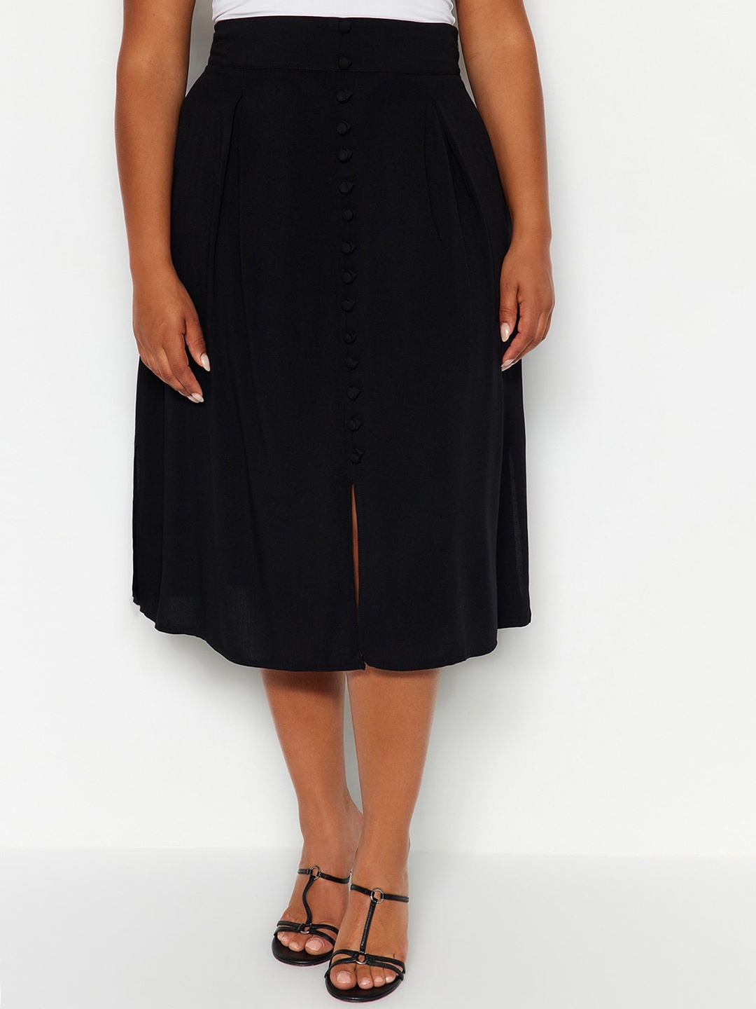 

Trendyol Flared A-Line Midi Skirts, Black