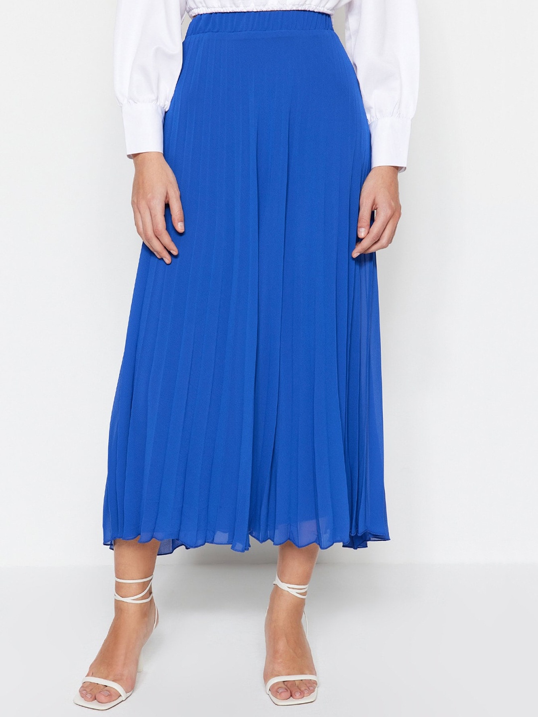 

Trendyol Accordion Pleats Pleated Flared Midi Skirt, Blue