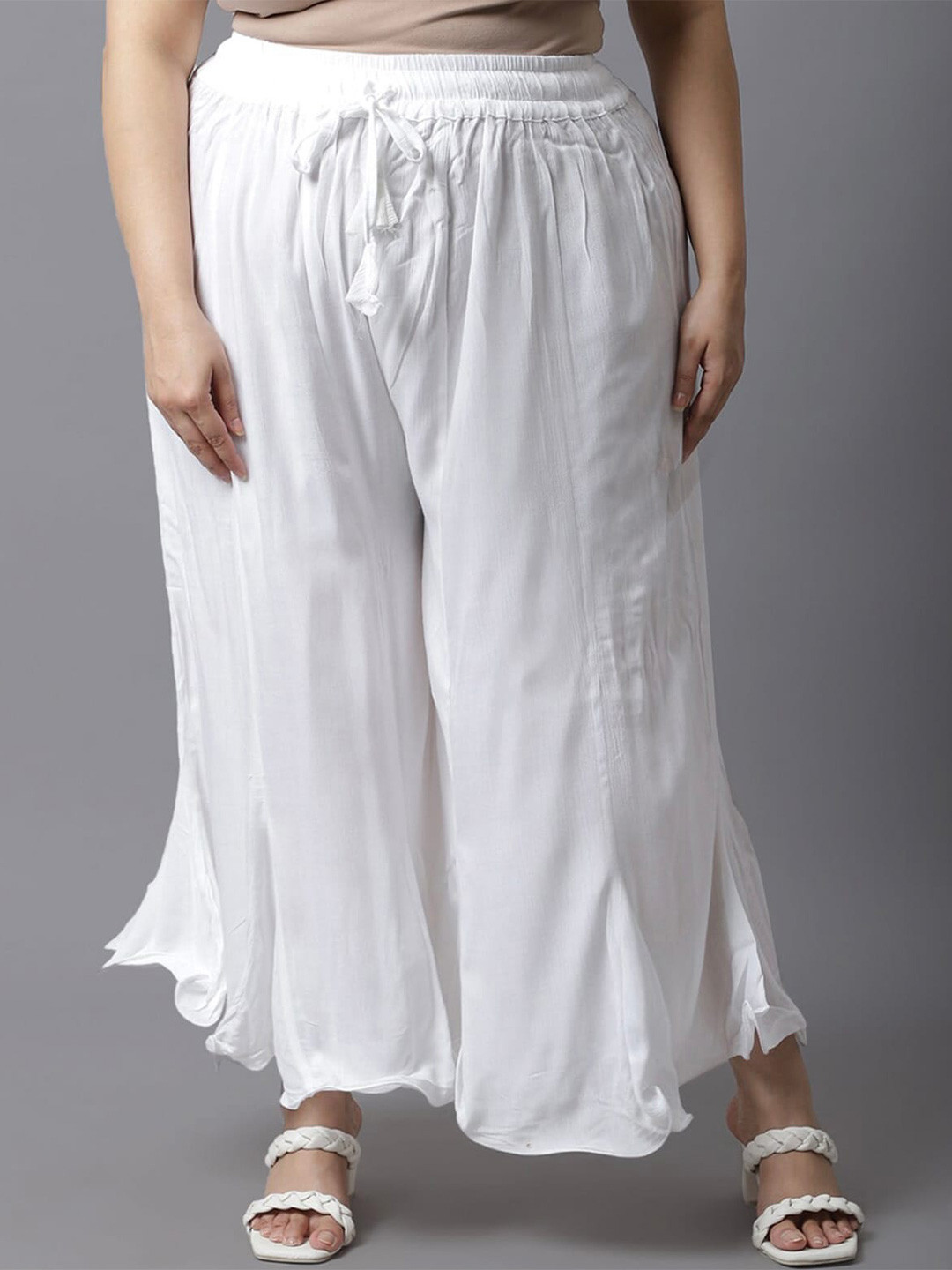 

BCZ Style Women Flared Palazzos, White