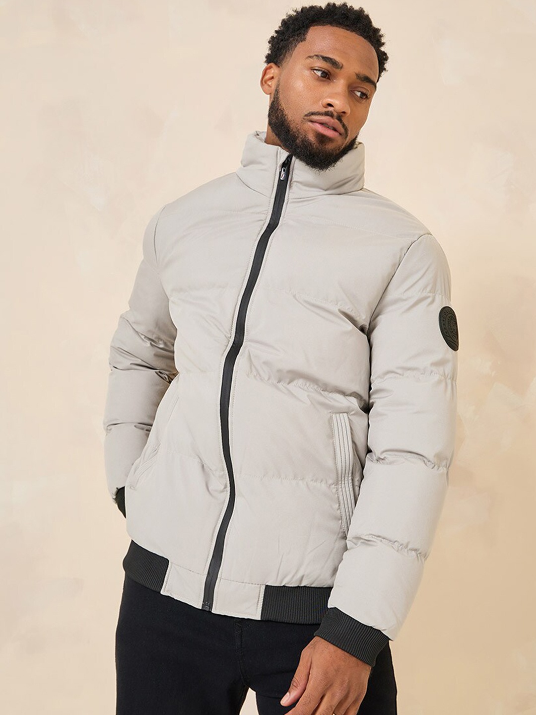 

Styli High Neck Padded Puffer Jacket, Cream