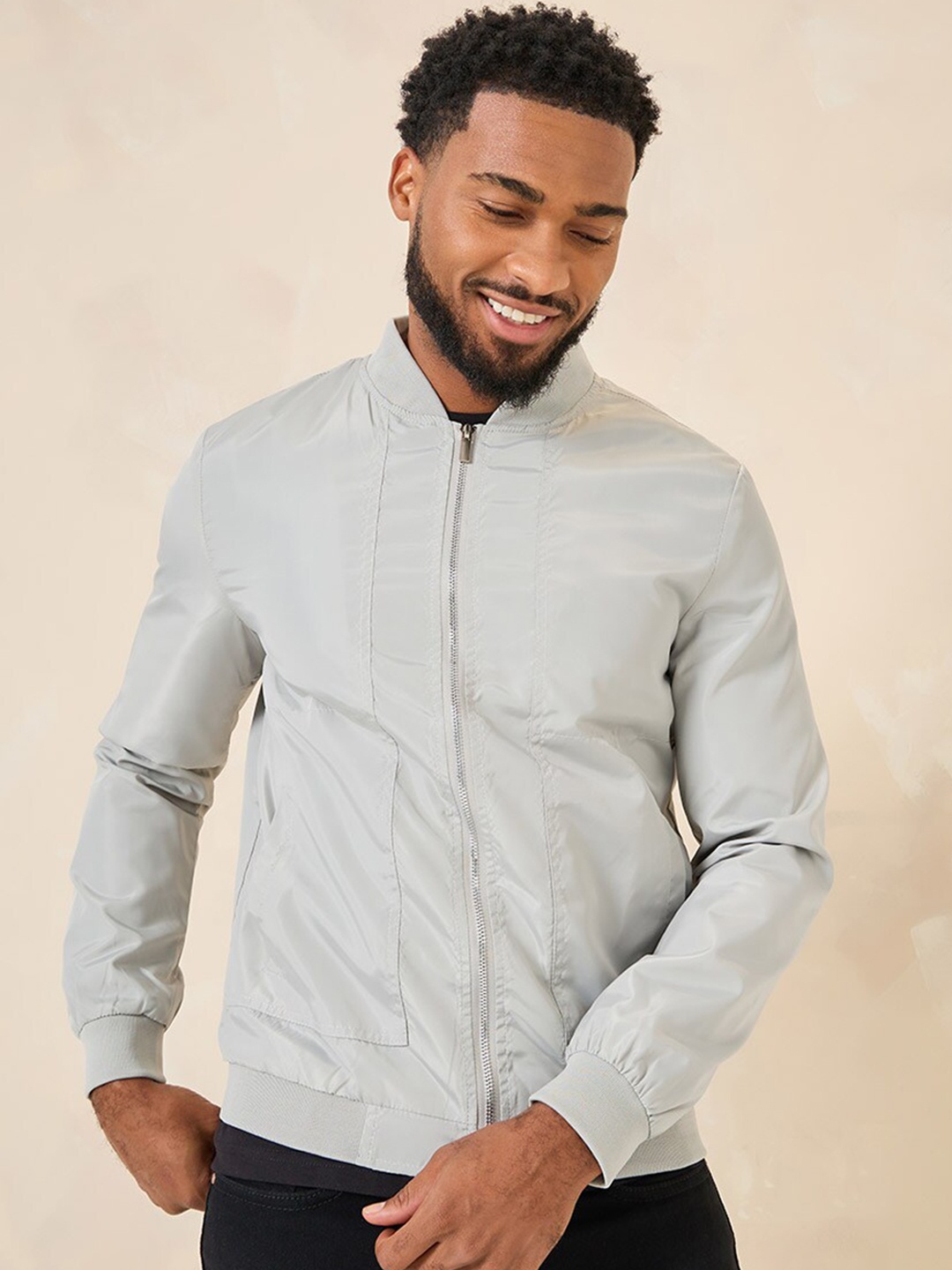 

Styli Woven Bomber Jacket, Grey