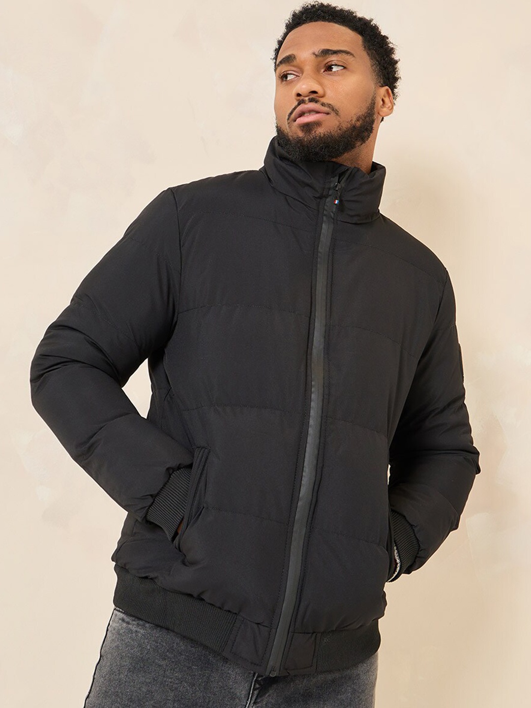 

Styli High Neck Padded Puffer Jacket, Black