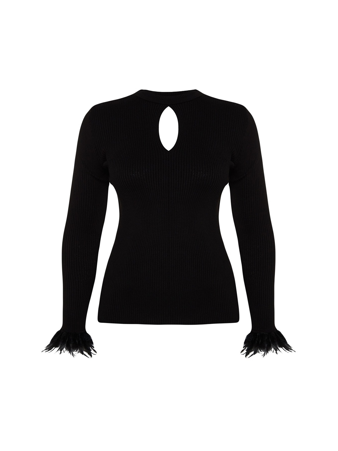 

Trendyol Plus Size Round Neck Acrylic Pullover Sweaters, Black