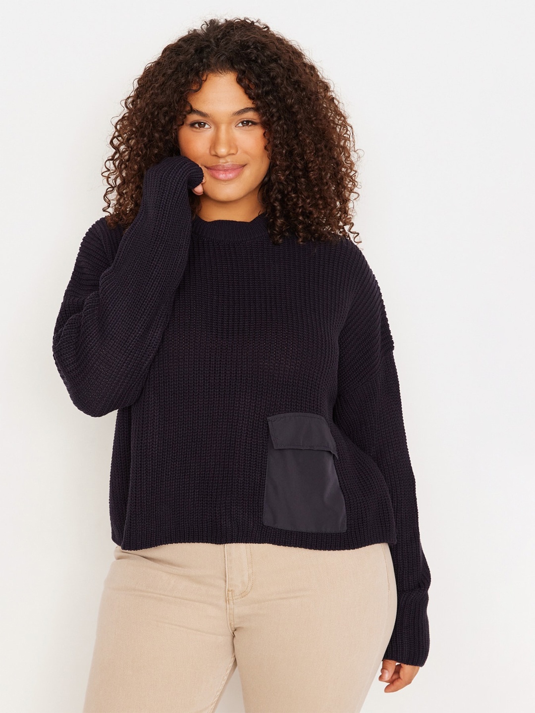 

Trendyol Round Neck Pure Acrylic Pullover, Navy blue