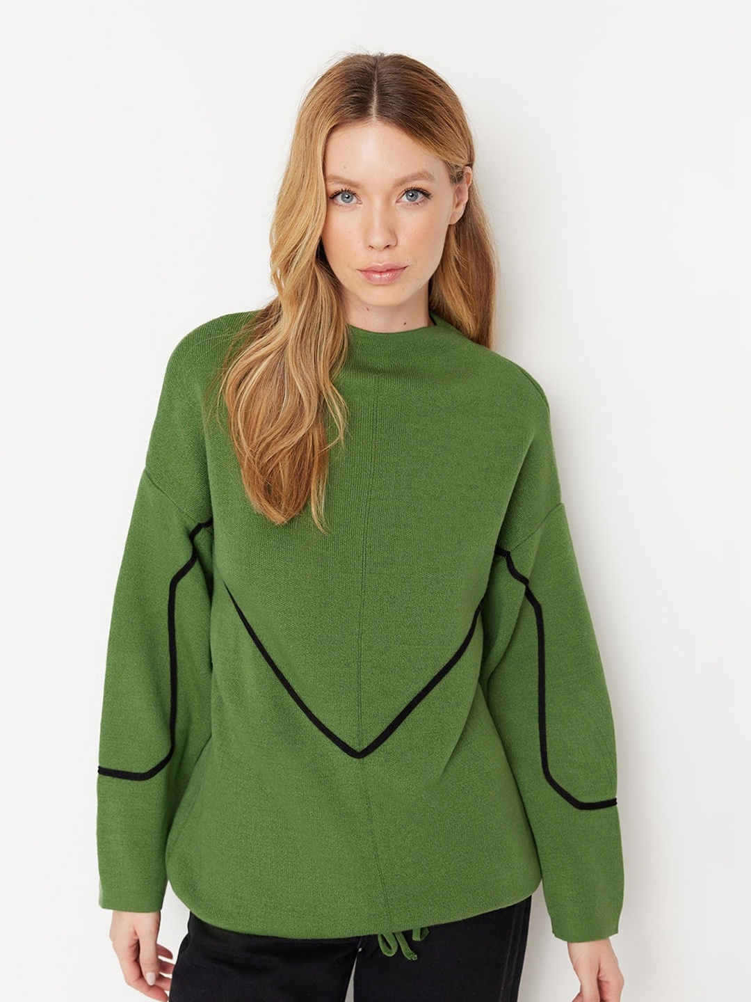 

Trendyol Mock Collar Acrylic Pullover, Green