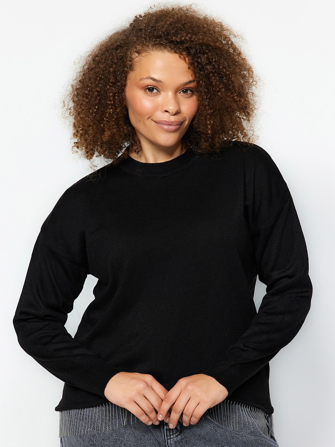 

Trendyol Long Sleeves Acrylic Pullover, Black