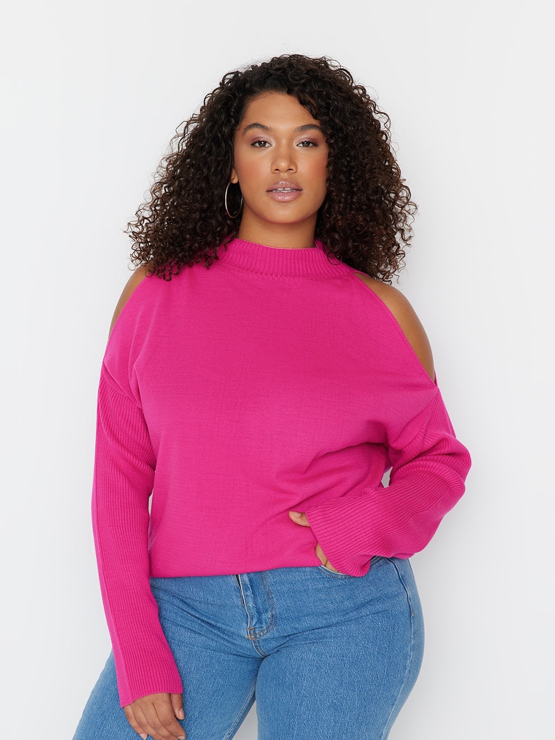 

Trendyol Cold-Shoulder Sleeves Cardigan Acrylic Sweater, Pink