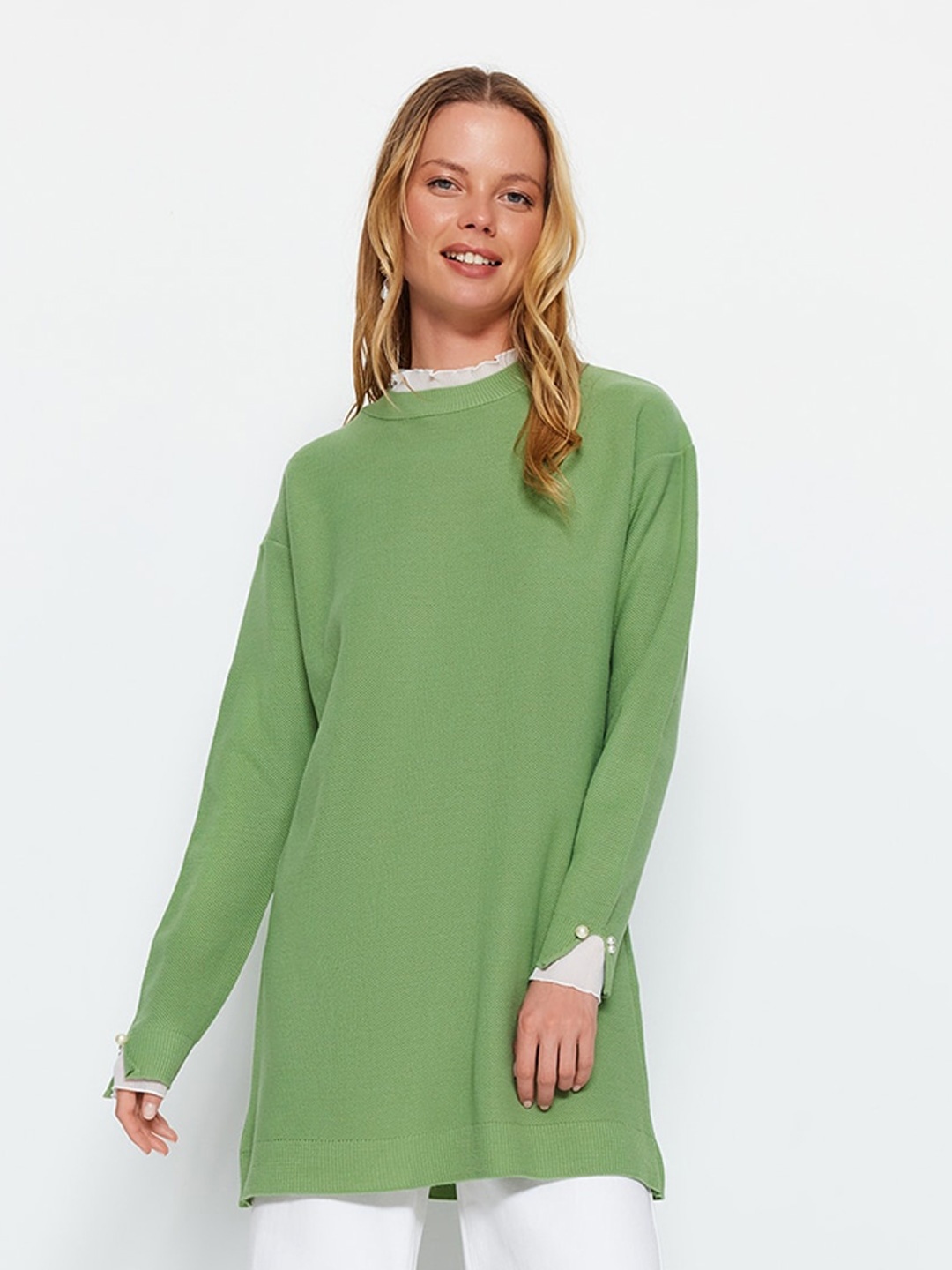 

Trendyol Acrylic Longline Pullover Sweaters, Green