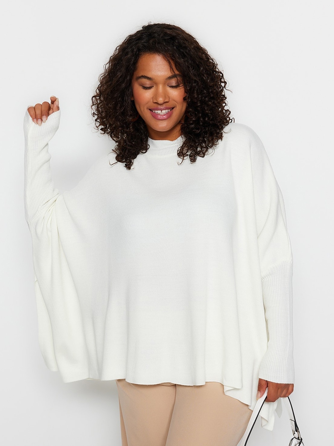 

Trendyol Women White Longline Pullover