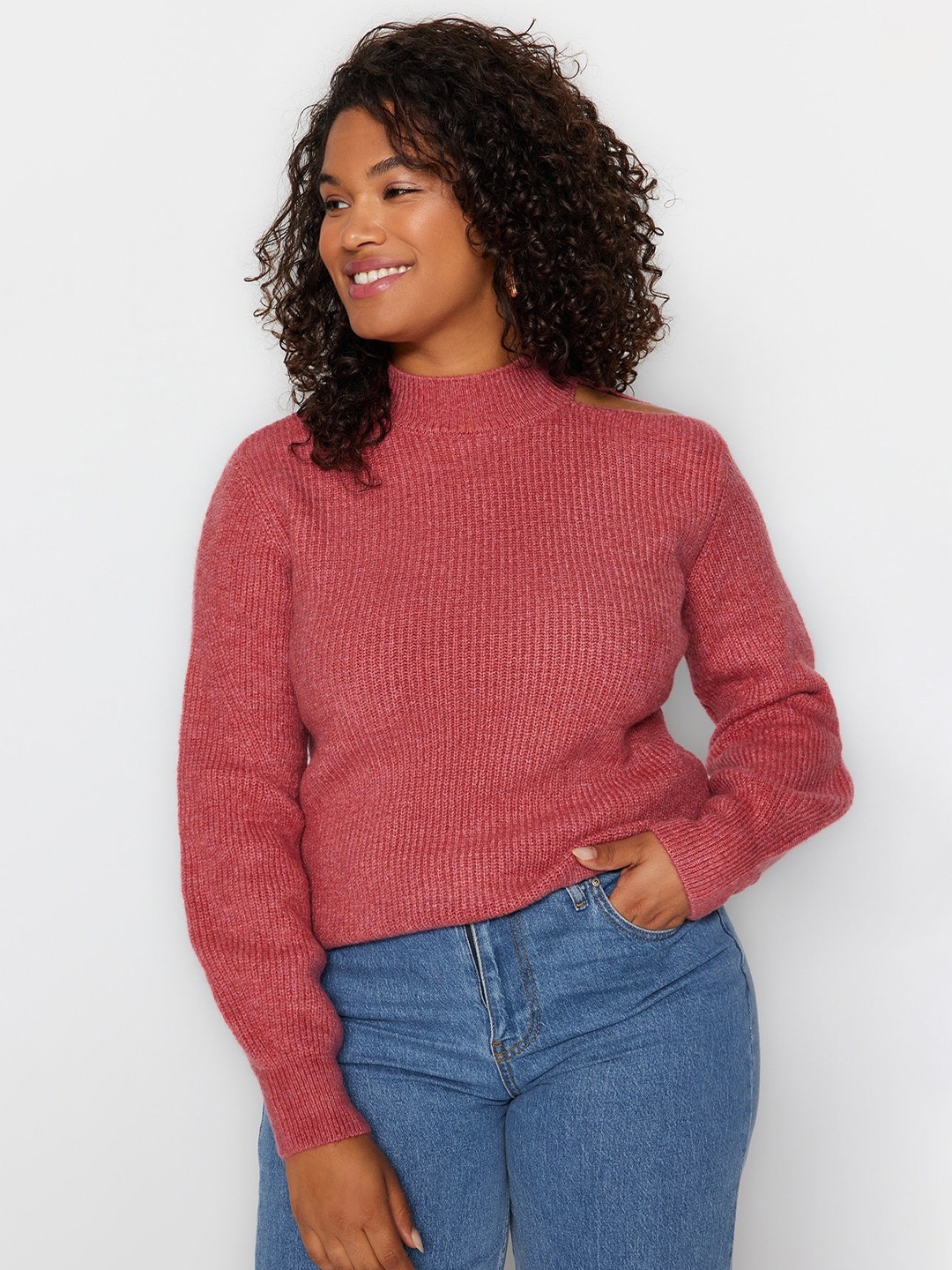 

Trendyol High Neck Pullover Sweaters, Pink