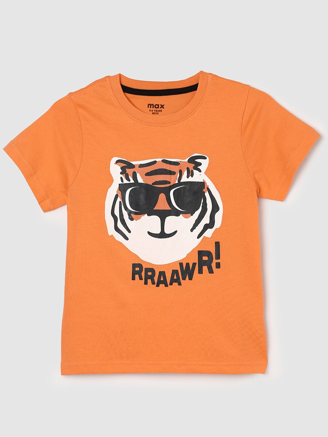 

max Boys Graphic Printed Pure Cotton Casual T-shirt, Orange