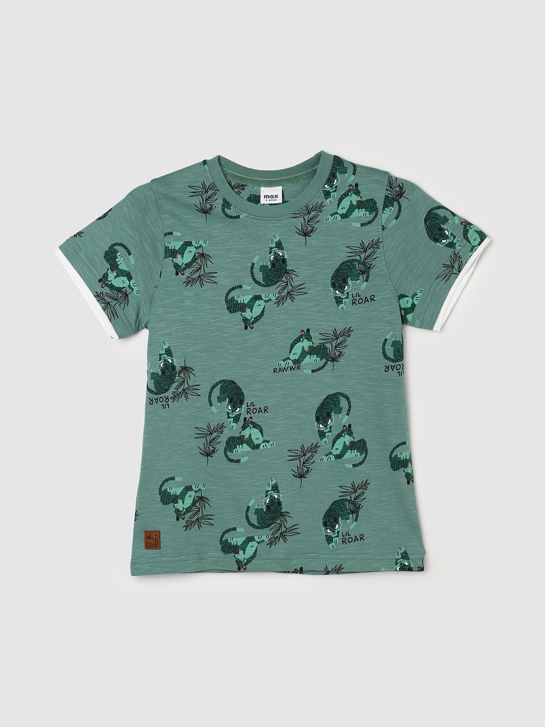 

max Boys Conversational Printed Pure Cotton Casual T-shirt, Green