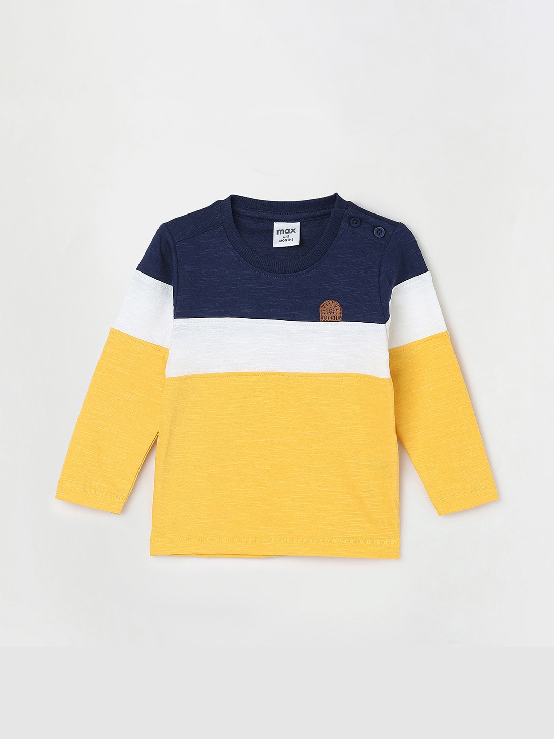 

max Boys Colourblocked Pure Cotton T-shirt, Yellow