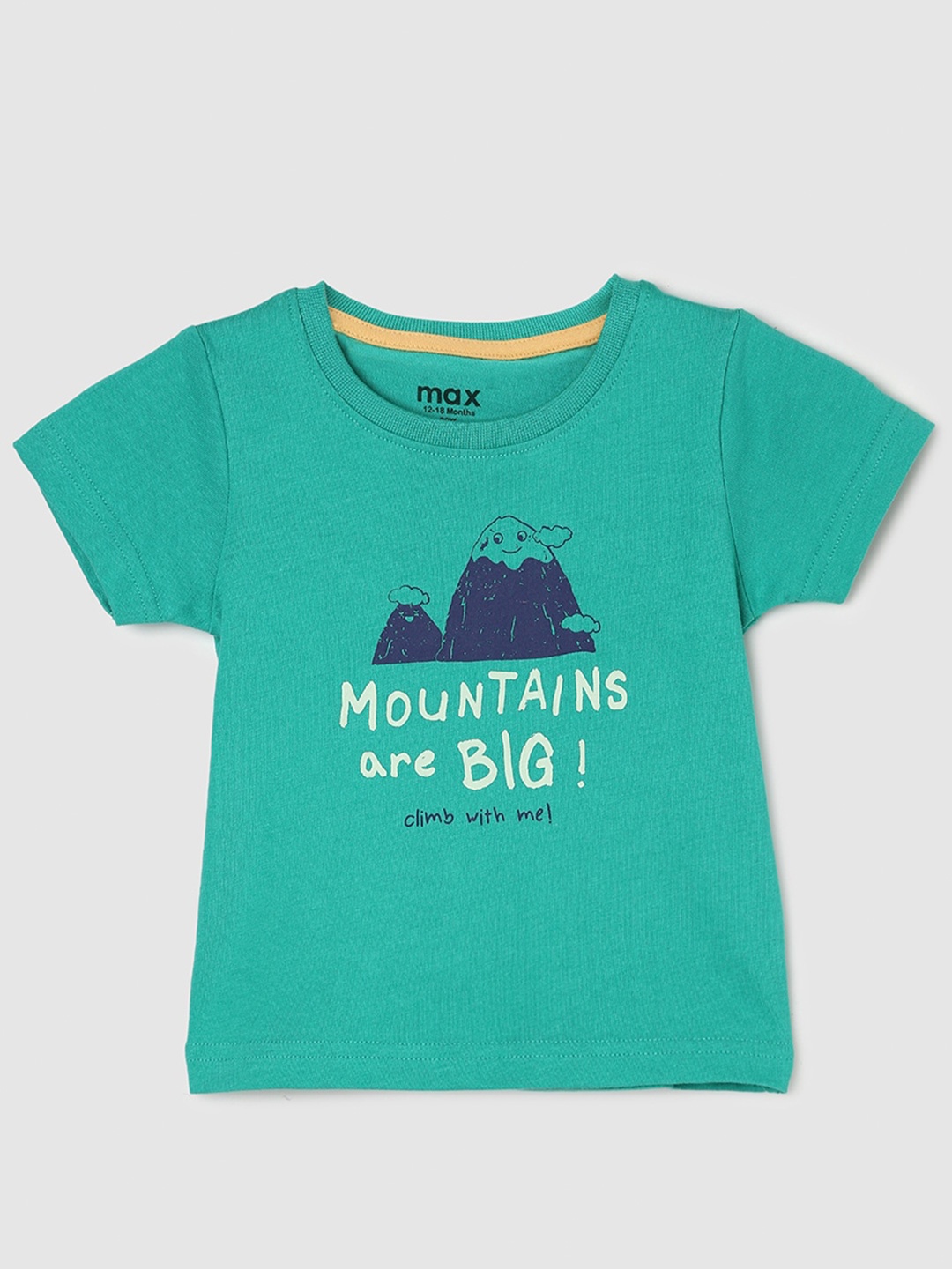 

max Boys Typography Printed Pure Cotton T-shirt, Sea green