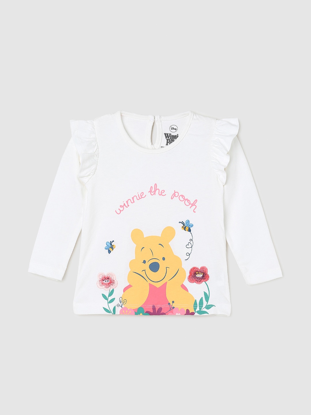 

max Girls Winnie The Pooh Printed Pure Cotton T-shirt, Off white