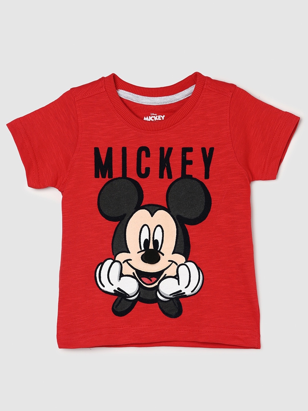 

max Boys Mickey Mouse Printed Cotton T-shirt, Red
