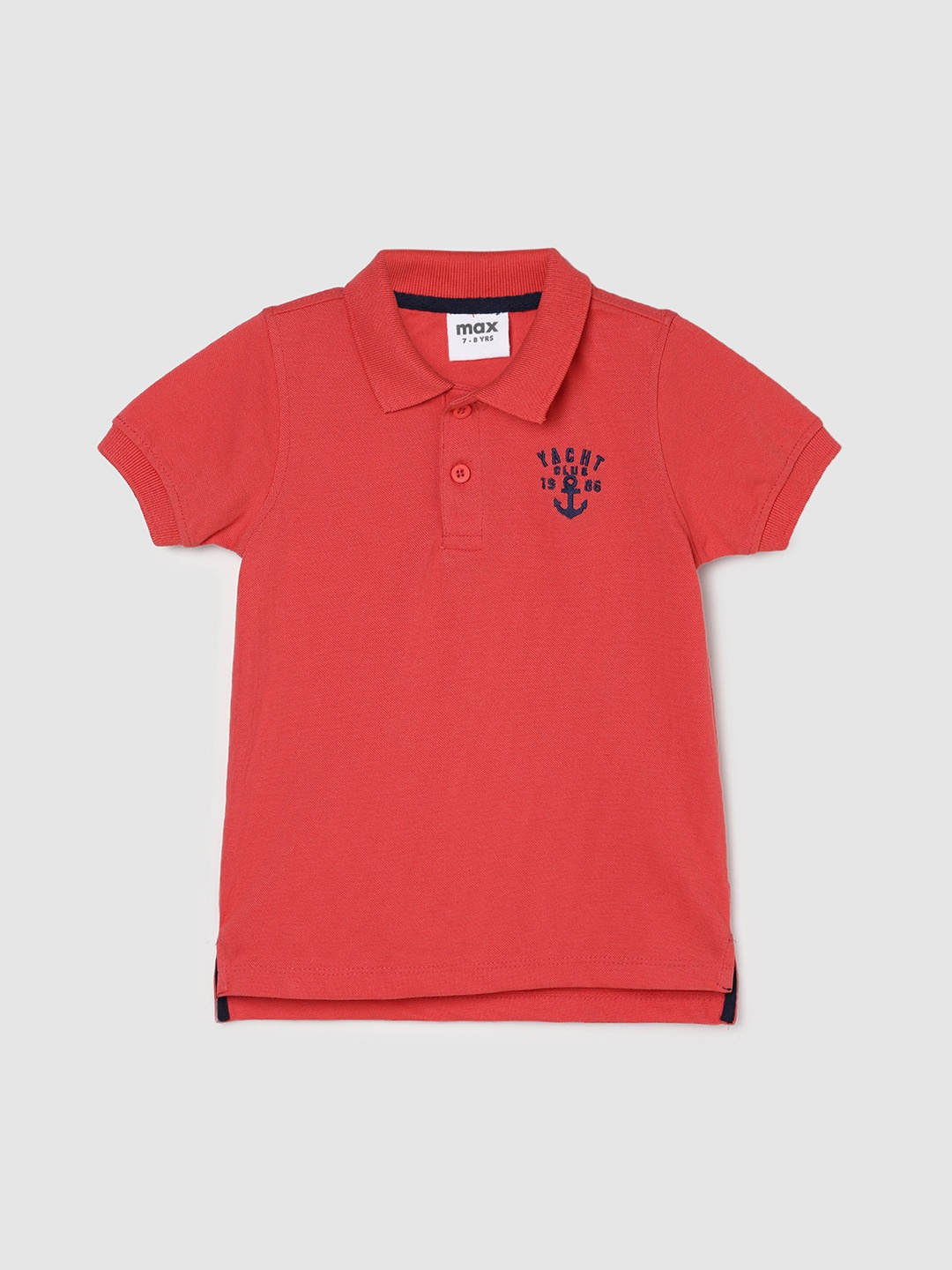 

max Boys Polo Collar Pure Cotton Casual T-shirt, Red