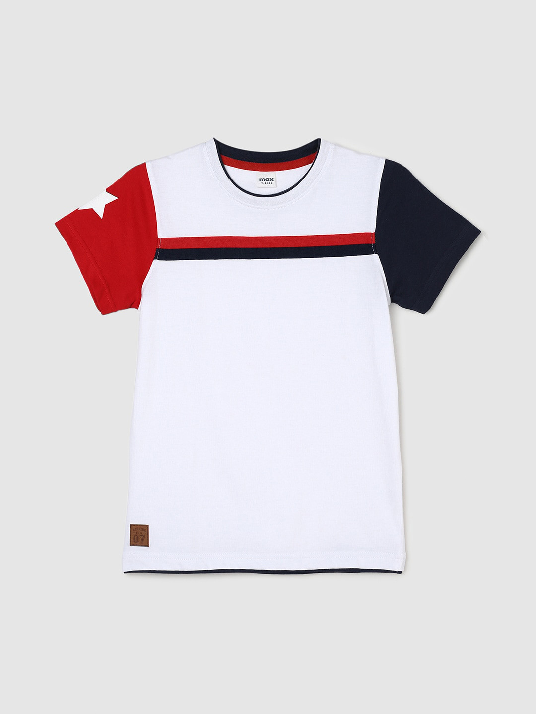 

max Boys Colourblocked Pure Cotton T-shirt, White