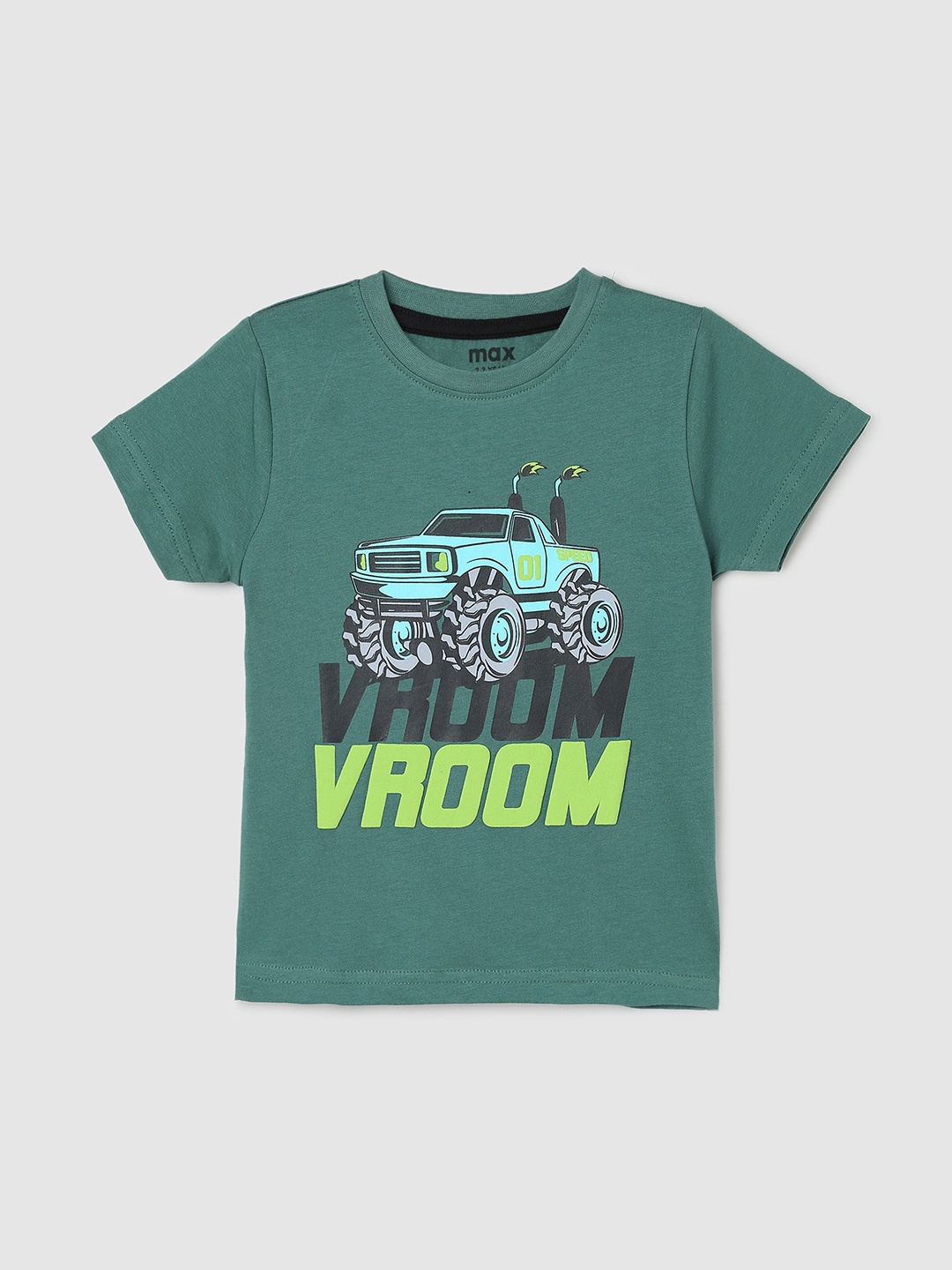 

max Boys Graphic Printed Pure Cotton T-shirt, Green