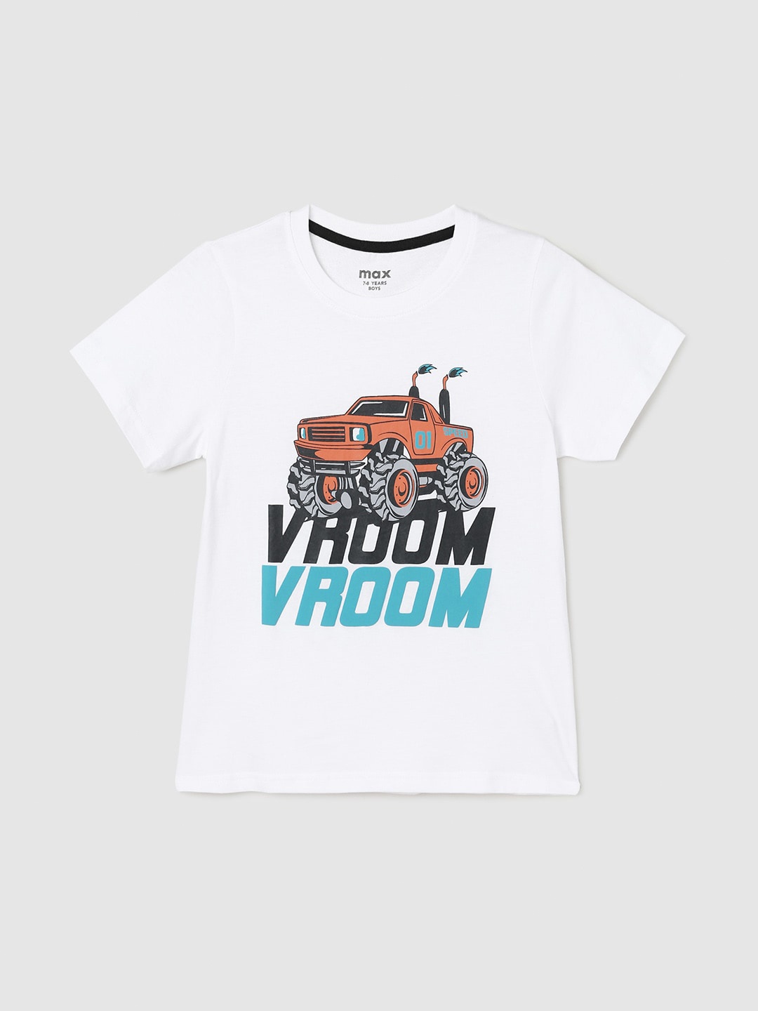 

max Boys Graphic Printed Pure Cotton Casual T-shirt, White