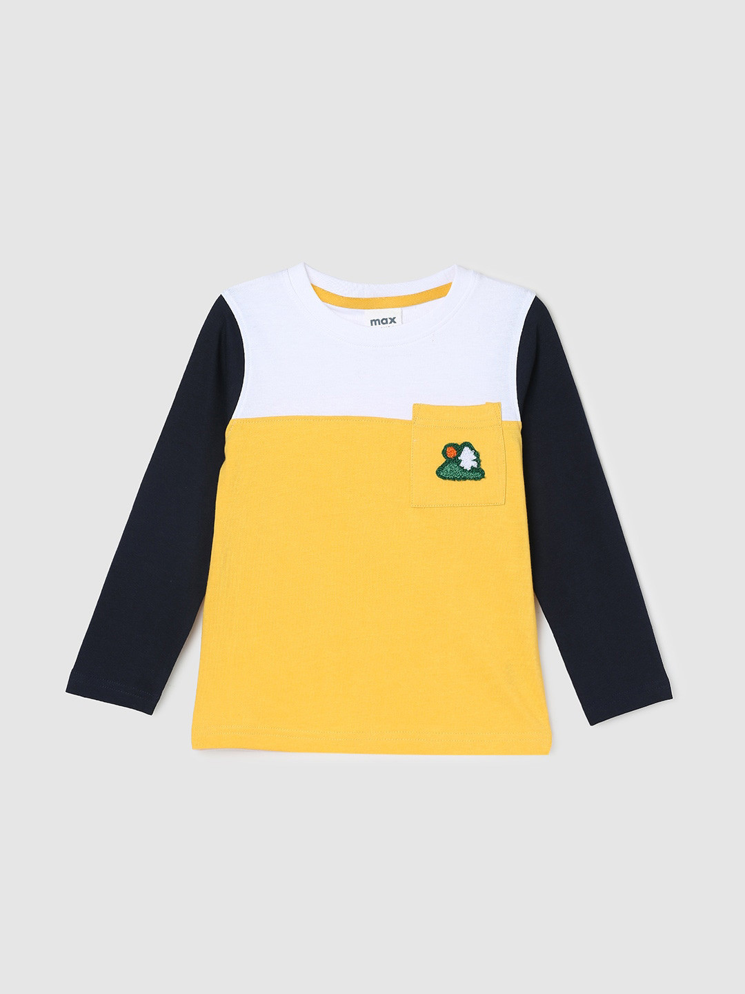 

max Boys Colourblocked Pure Cotton Casual T-shirt, Yellow