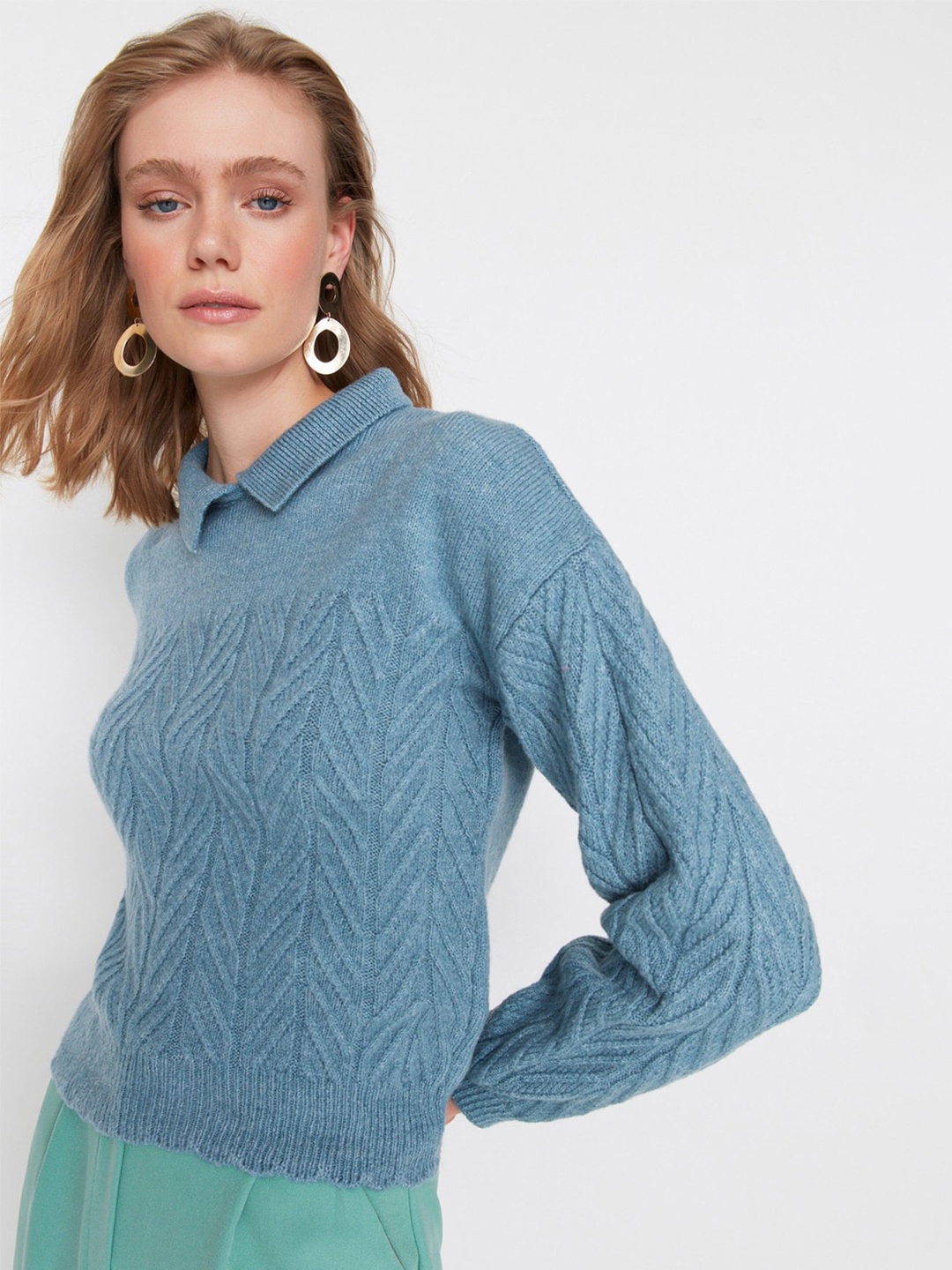 

Trendyol Cable Knit Pullover, Blue