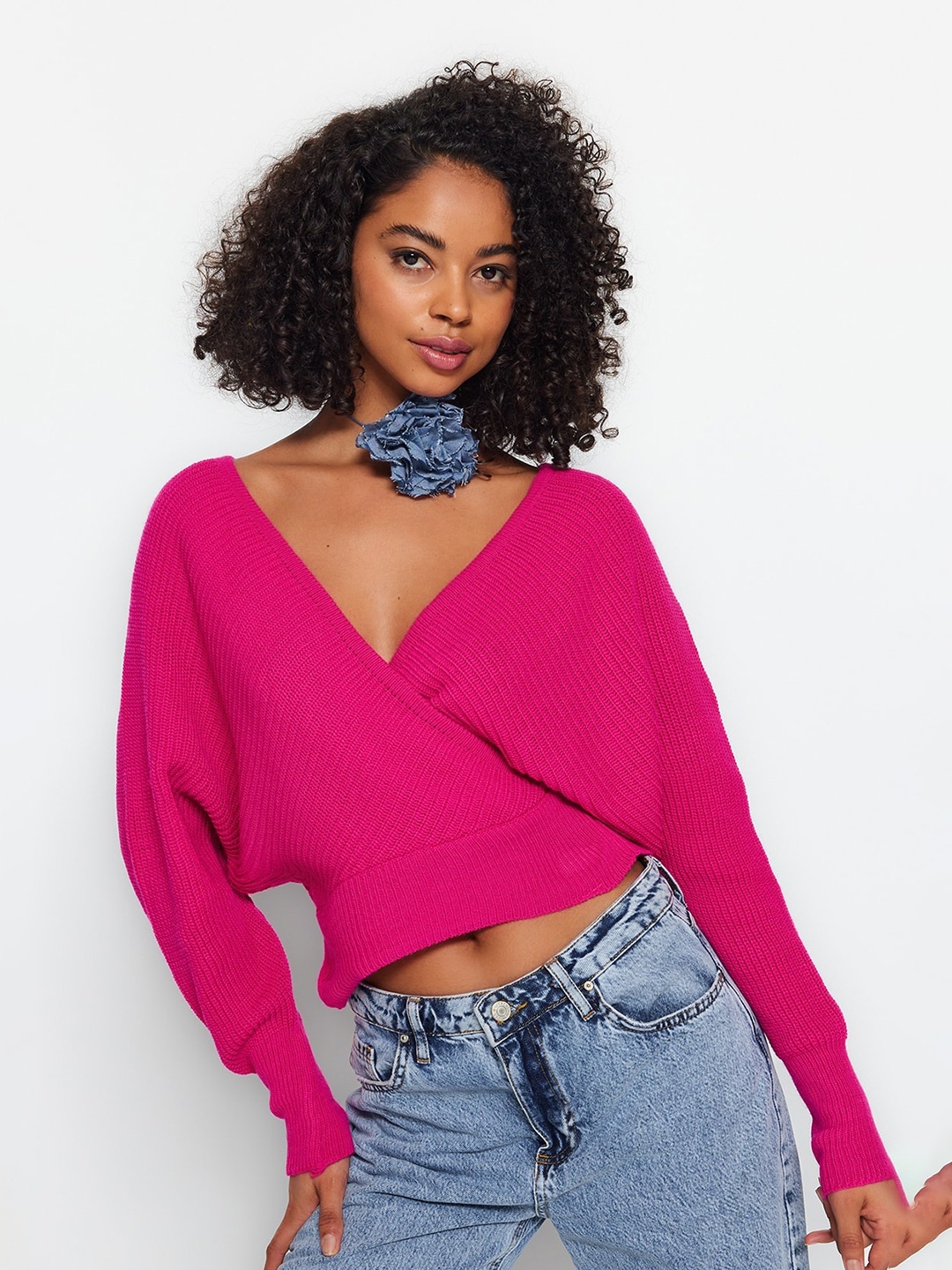 

Trendyol Ribbed Acrylic Pullover, Pink