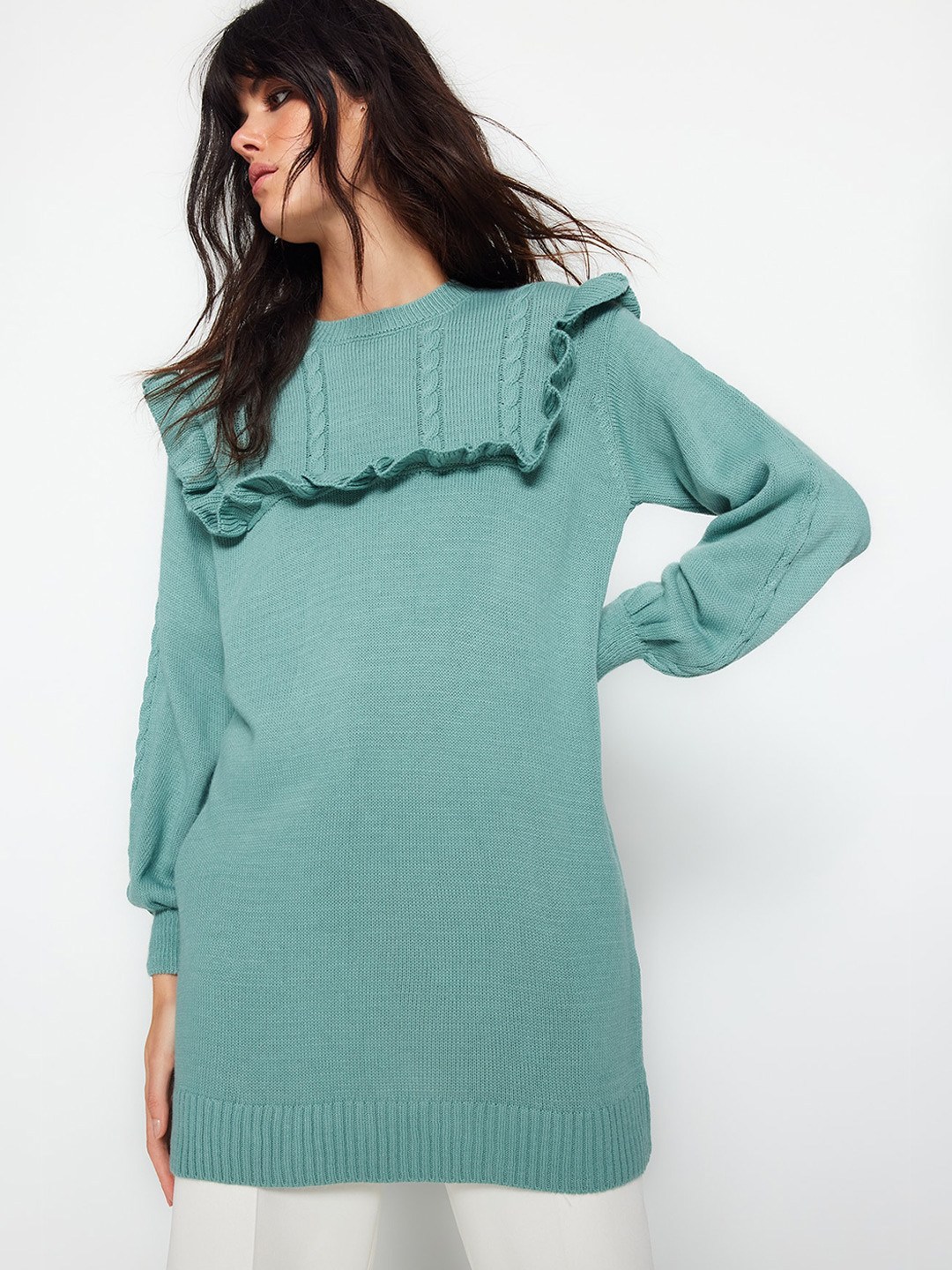 

Trendyol Longline Pullover Sweater, Sea green