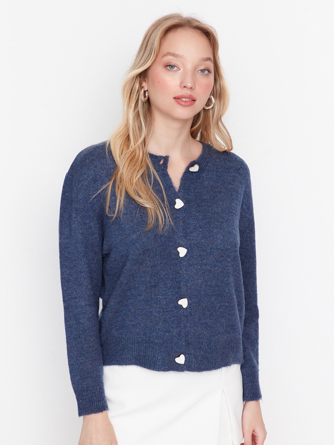 

Trendyol Round Neck Acrylic Cardigan, Blue