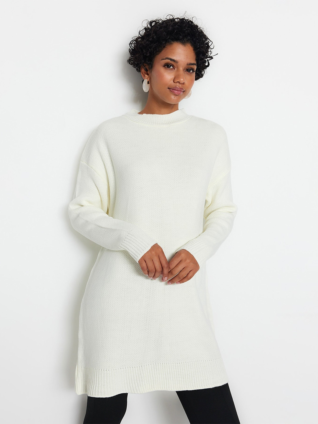 

Trendyol Ribbed Longline Acrylic Pullover, Cream