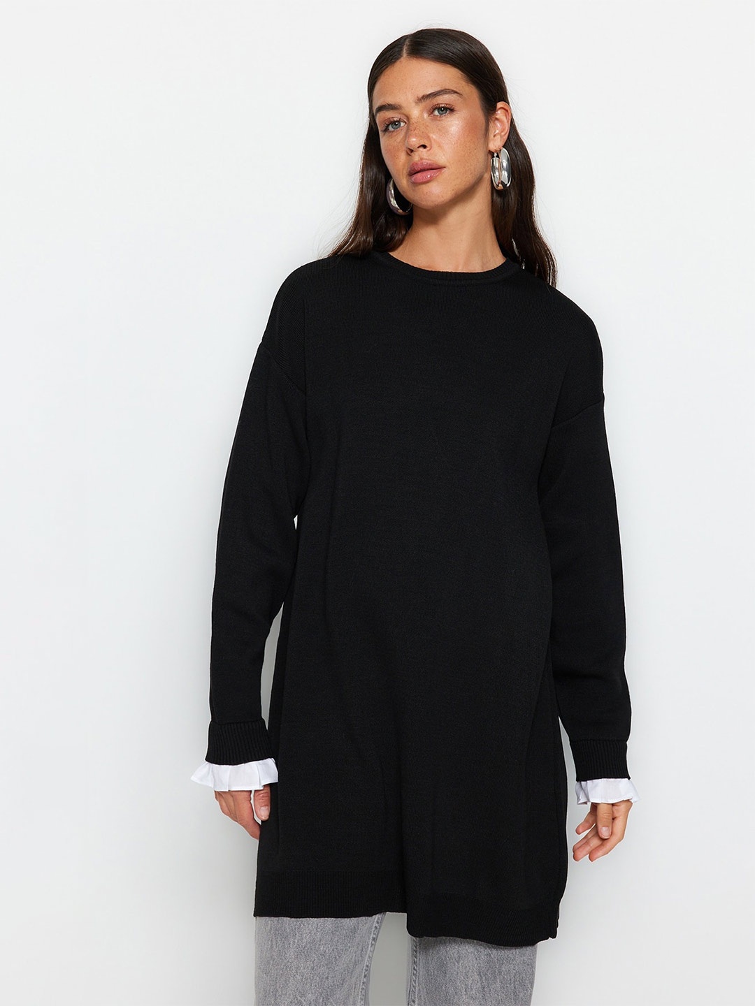 

Trendyol Acrylic Longline Pullover, Black